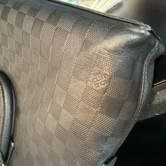 Louis Vuitton Matte Black Damier Porte Documents Jour Leather Satchel - Picture 12 of 15